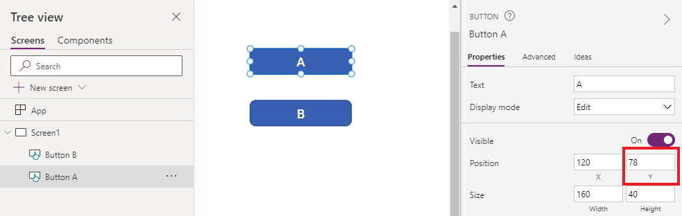 两个具有相同 TabIndex 的按钮，垂直堆叠。