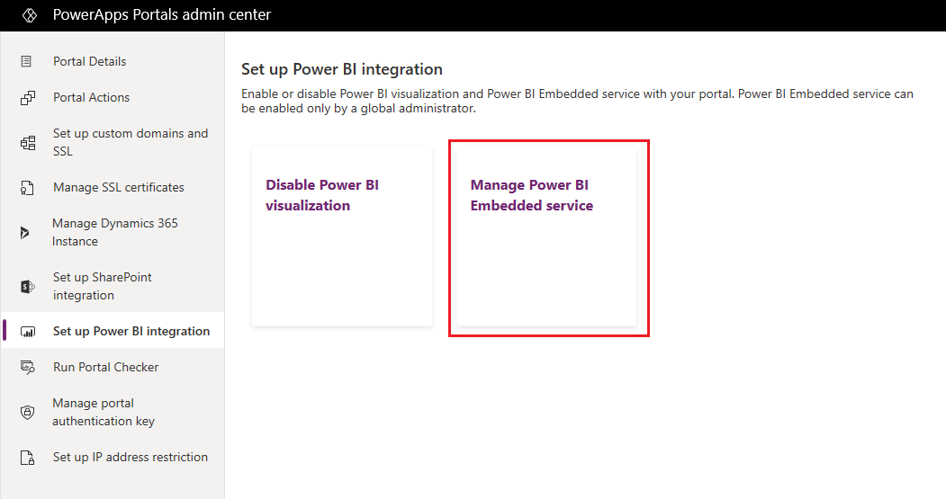 管理 Power BI Embedded 服务。