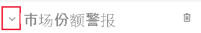 显示用于管理警报的窗口的屏幕截图。在“针对市场份额的警报”警报旁边，标注了箭头。