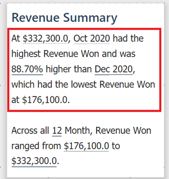 Screenshot of Smart narrative summary.