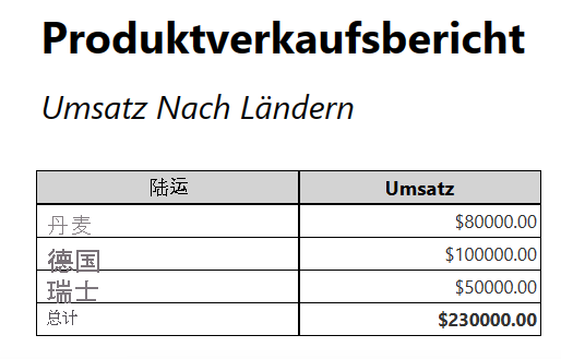 报表 (de-DE) 的屏幕截图。