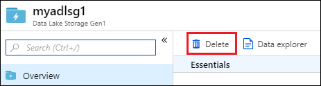 删除 Data Lake Storage Gen1 帐户