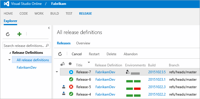 Browsing release definitions