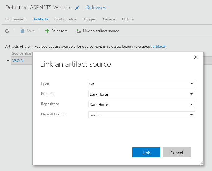 Linking a repository in Release Management