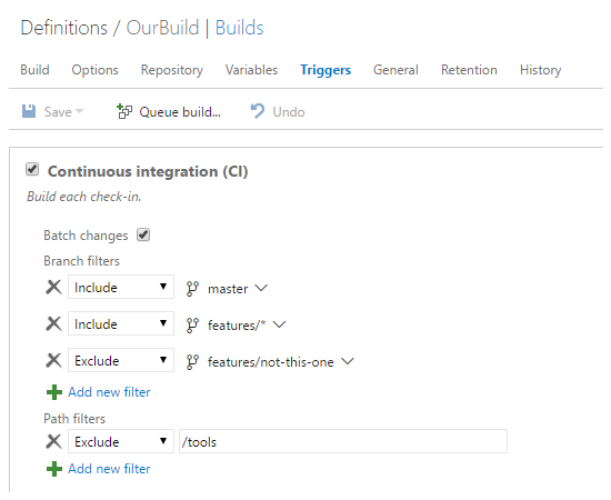 Enabling path filters for Git CI triggers