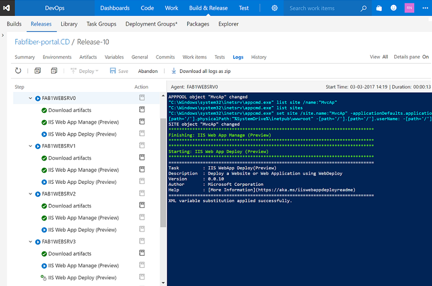 deployment groups progress