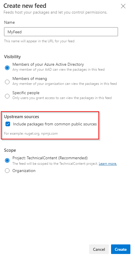 Screenshot showing how to enable upstream sources