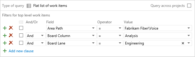 Query filter on Kanban board fields