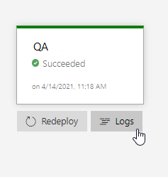 A screenshot showing how access deployment logs.