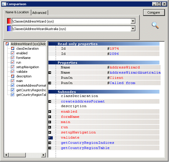 Comparison Form