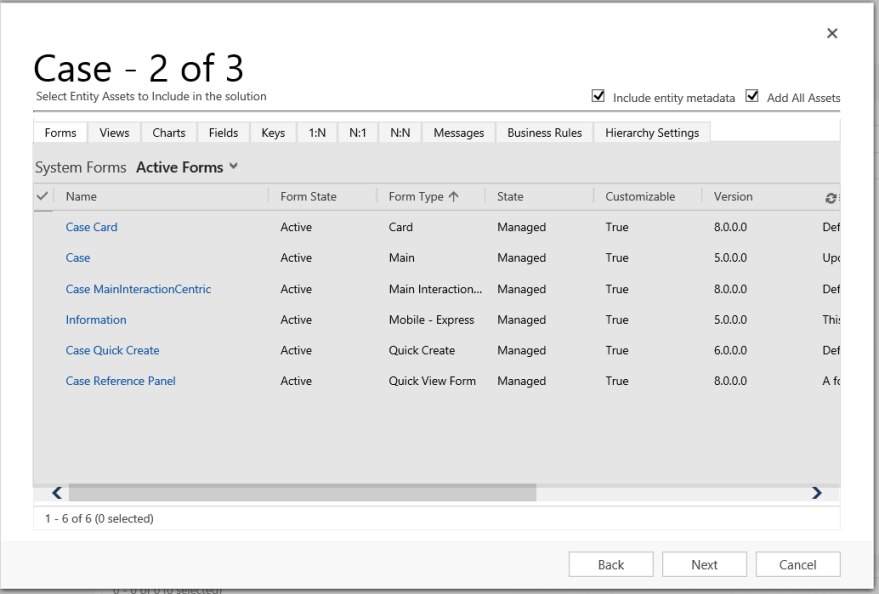 Select the Case entity assets.