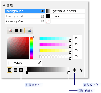 带渐变选项的画笔编辑器