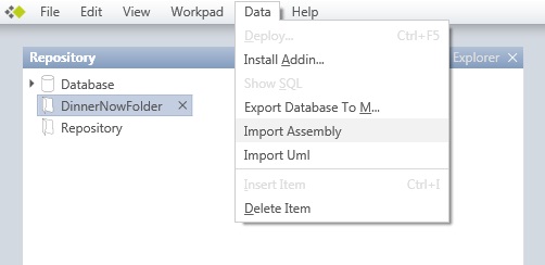 Shows Import Assembly Menu Item in "Quadrant".