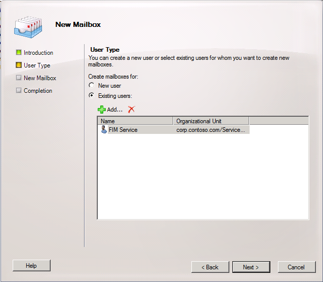 Mailbox enable Fim Service