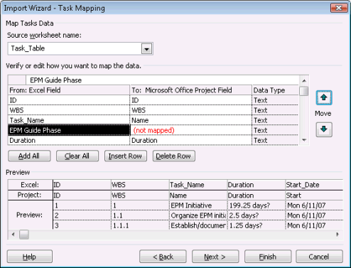 Using the Import Wizard in Project