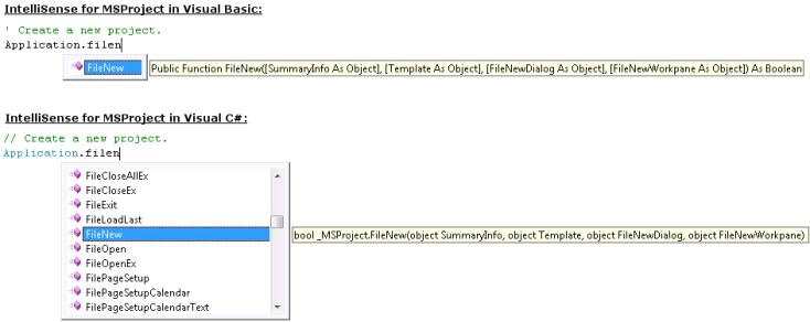 IntelliSense for the MSProject object model