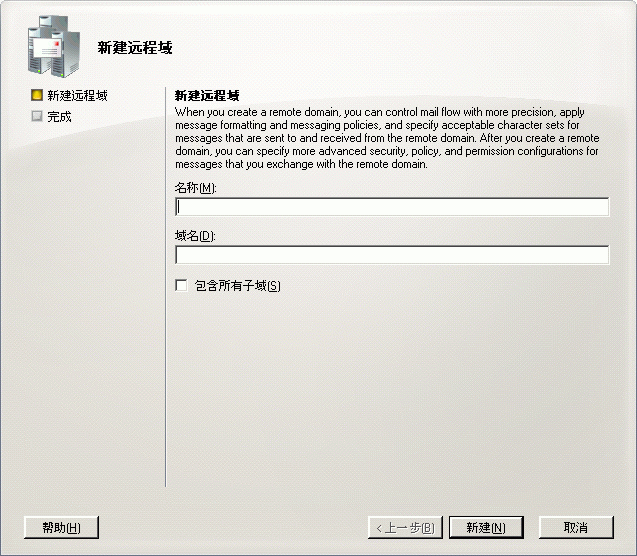 新建远程域向导