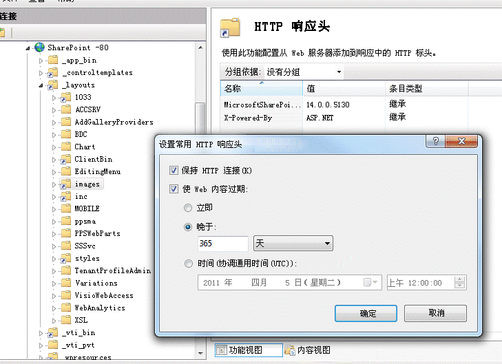 “设置常用 HTTP 响应头”对话框