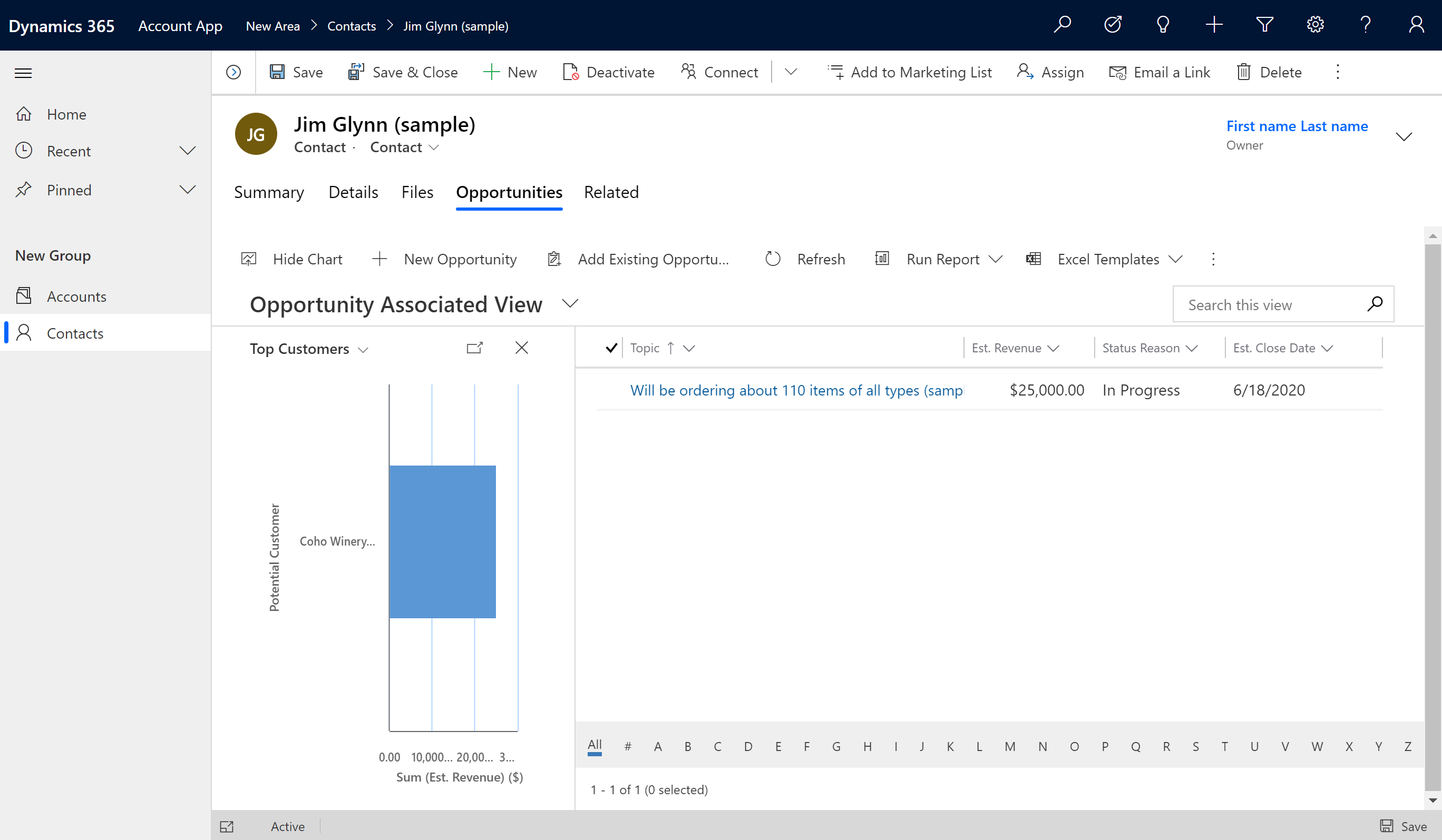 Chart control next to the associated grid in the form page