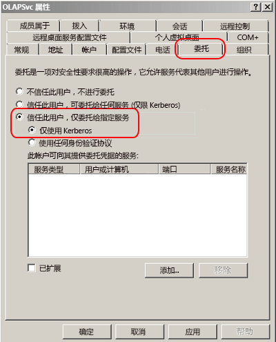 Active Directory 中的帐户属性页