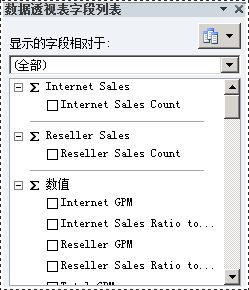 “Internet 销售”度量值和“分销商销售”度量值