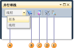 并行堆栈窗口工具栏