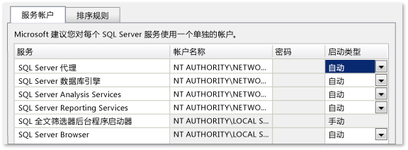 设置为网络服务/自动的帐户