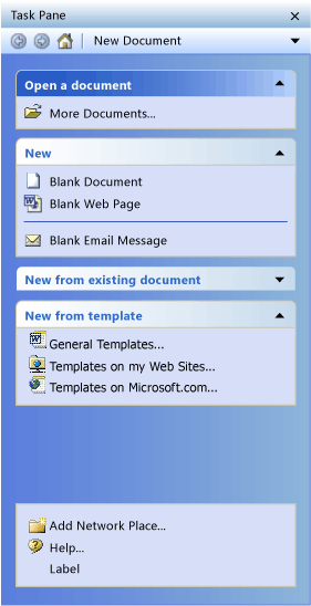 Example of Task Pane