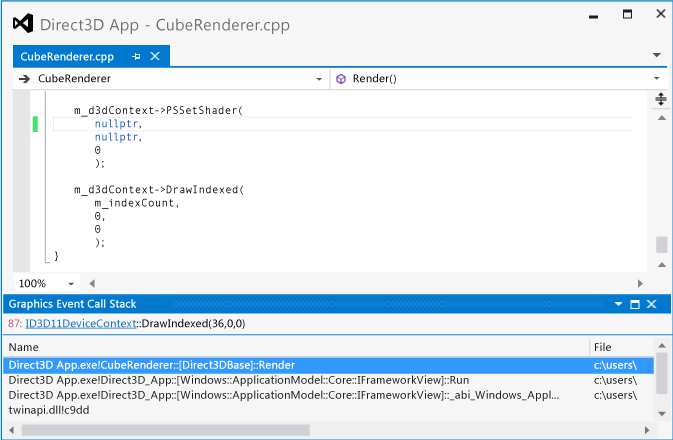 The code that doesn't initialize the pixel shader