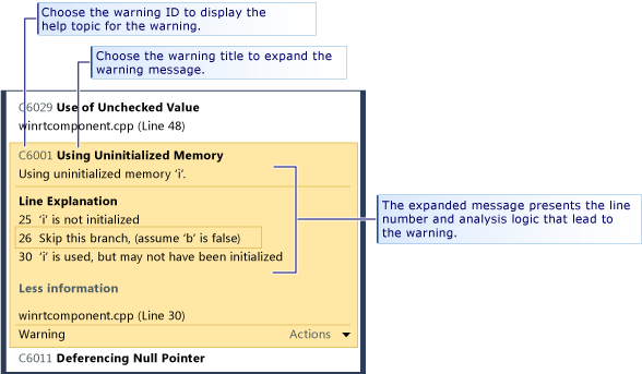 Expanded code analysis warning