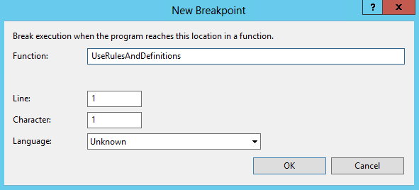 visual studio debugger new breakpoint dialog box