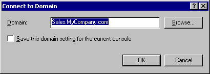 connect to domain dialog box from active directory users and computers snap-in