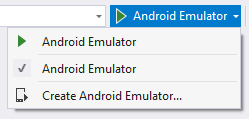 “创建 Android 仿真器”下拉菜单