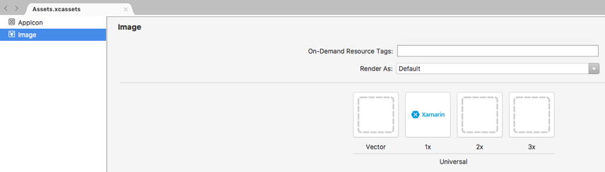 Visual Studio for Mac 中包含图像的图像集的屏幕截图