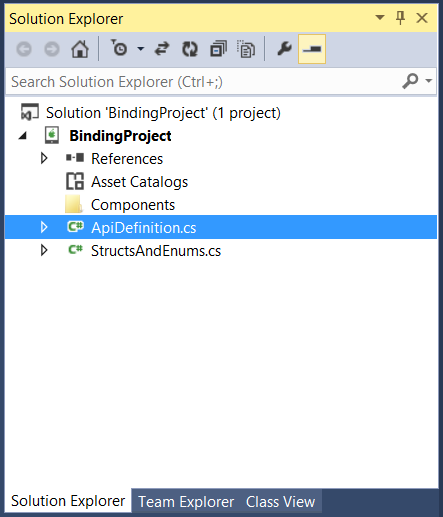 The solution structure in the Solution Explorer