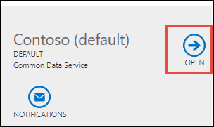 Dataverse 实例的“打开”按钮的屏幕截图。