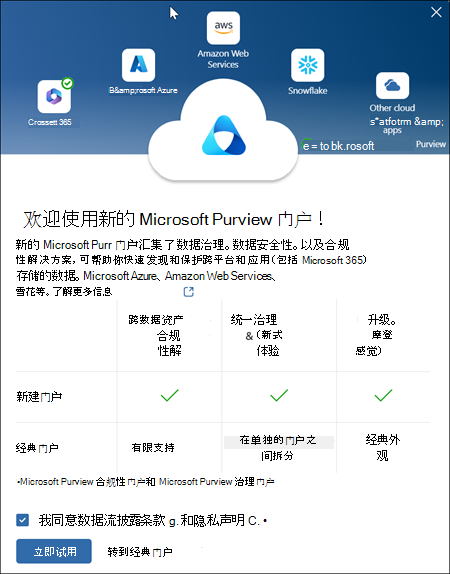 欢迎Microsoft Purview 门户。