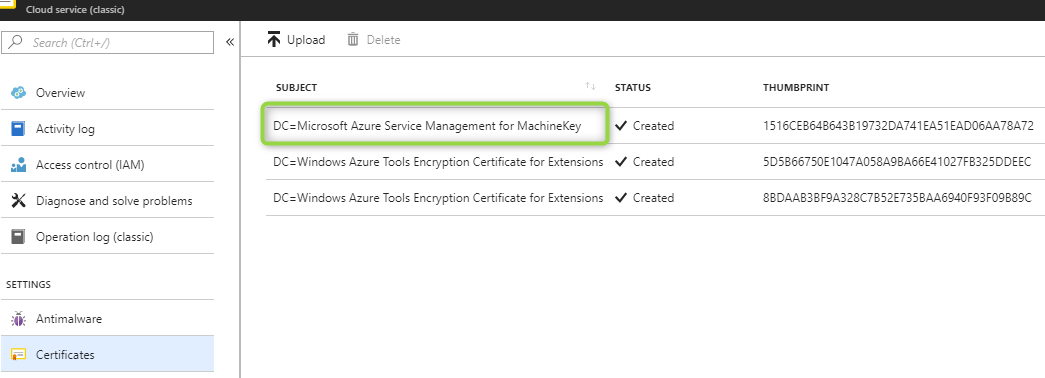 Azure Certificates