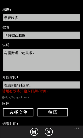 Windows Phone 应用程序中的验证错误提示