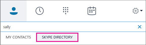 当突出显示 Skype 目录时，便可搜索拥有 Skype 帐户的联系人。