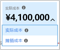 显示实际成本和摊销成本选择的屏幕截图。