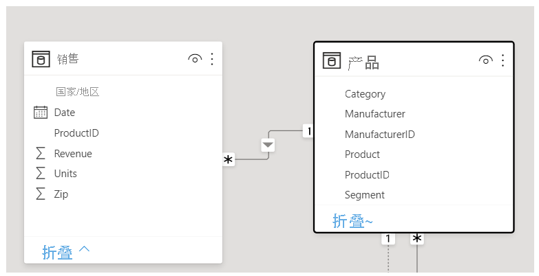 显示两个字段之间的图形关系的屏幕截图。