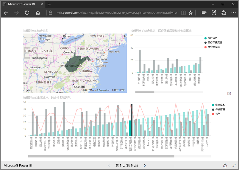 Power BI“发布到 Web”页面的屏幕截图。