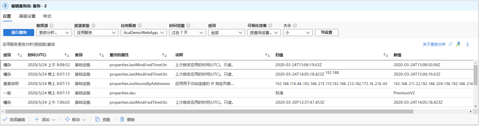 Screenshot that shows a workbook with Change Analysis.