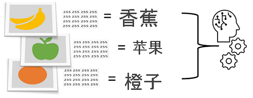 以像素为特征且以水果为类别对照片进行分类的屏幕截图。