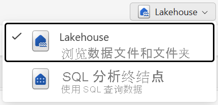 两种数据湖屋资源管理器模式的屏幕截图。