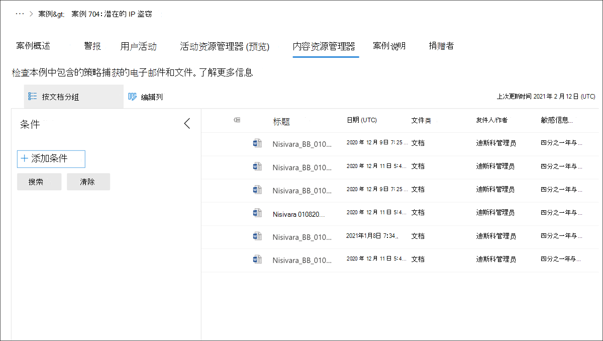 Screenshot of the Insider risk management dashboard showing the Content explorer tab.