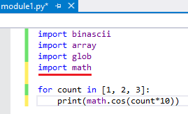 Screenshot that shows the import statement added after running the command from the smart tag in Visual Studio 2019.