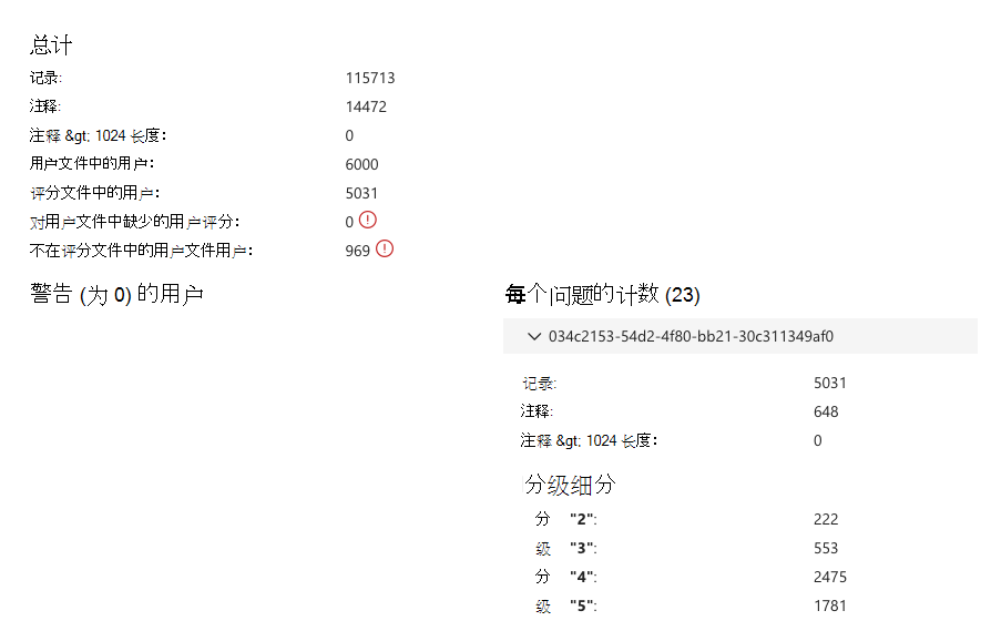 包含警告和计数的导入预览的屏幕截图。