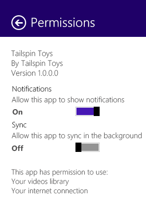 device sync permissions setting dialog.